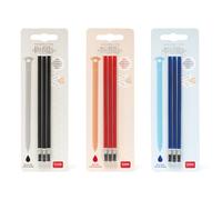 LEGAMI - Set de 3 recharges pour stylos gel effaçables, blister de 3 recharges, couleurs d'encre : noir, rouge, bleu, diamètre 0,4 cm, hauteur 13 cm