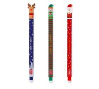 LEGAMI - Set de 3 stylos gel effaçables, édition de Noël, rouge, bleu, vert, stylos à encre effaçable, stylo de Noël effaçable, effaçable sans consommer de papier