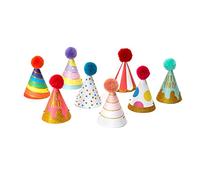 Legami - Set de 8 Chapeaux de Fête, avec Pompons et Paillettes, Taille Unique, Ø 4,2 cm