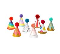 LEGAMI - Set de 8 Chapeaux de Fête, avec Pompons et Paillettes, Taille Unique, Ø 4,2 cm (Lot de 2)