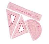 Legami - Set de géométrie, Set avec règle de 15 cm, équerre de 60° de 10 cm, goniomètre de 180° pour l'école, mallette incluse, matériau flexible, thème Unicorn