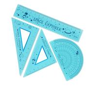 Legami - Set de géométrie, Set avec règle de 15 cm, équerre de 60° de 10 cm, goniomètre de 180° pour l'école, mallette incluse, matériau flexible, thème Space