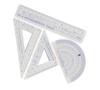 Legami - Set de géométrie, Set avec règle de 15 cm, équerre de 60° de 10 cm, goniomètre de 180° pour l'école, mallette incluse, matériau flexible, thème Genius