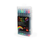 Legami - Set of 12 Marker Pens with Brush Tip, Flexible Tip in Nylon Fiber, for