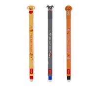 Legami - Set of 3 Fur-ever Friends Erasable Gel Pens, Pens with Thermosensitive