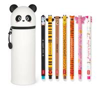 LEGAMI - Set of 7 Erasable Gel Pens + 2-in-1 Pencil Case Pen Pot - with Thermose