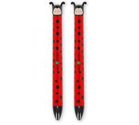 LEGAMI - Stylo bicolore, thème Ladybug, encre noire et rouge, Click&Clack, idéal pour l'école, le bureau et la maison, bicolore, pointe de 1 mm de diamètre (Lot de 2)