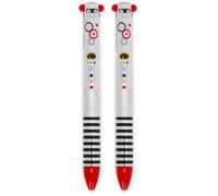 LEGAMI - Stylo bicolore, thème Robot, encre noire et rouge, Click&Clack, idéal pour l'école, le bureau et la maison, bicolore, pointe de 1 mm de diamètre (Lot de 2)