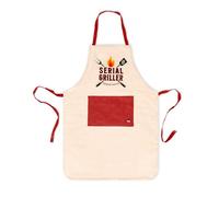 LEGAMI - Tablier de cuisine pour homme, femme, super chef, barbecue, poche avant, réglable, taille unique, lavable en machine, dimensions 56 x 76 cm, thème Serial Griller, beige, taille unique