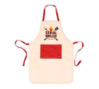 LEGAMI - Tablier de cuisine pour homme, femme, super chef, barbecue, poche avant, réglable, taille unique, lavable en machine, dimensions 56 x 76 cm, thème Serial Griller, beige, taille unique