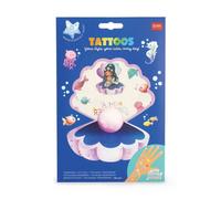 Legami - Tatouages temporaires pour enfants, thème Mermaid, lavables, résistants à la sueur et à l'eau, avec détails scintillants, faciles à appliquer, doux pour la peau, testés dermatologiquement