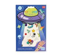 Legami - Tatouages temporaires pour enfants, thème Space, lavables, résistants à la sueur et à l'eau, avec détails scintillants, faciles à appliquer, doux pour la peau, testés dermatologiquement