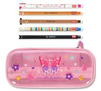 LEGAMI Trousse et Stylo effaçable WonderWow | Lot de 5 stylos Animaux Mignons à Encre thermosensible + Trousse à 2 Compartiments (Papillon)