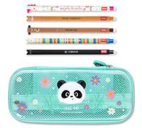 LEGAMI Trousse et Stylo effaçable WonderWow | Lot de 5 stylos Animaux Mignons à Encre thermosensible + Trousse à 2 Compartiments (Panda)