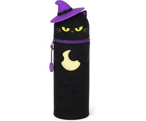 LEGAMI - Trousse scolaire Kawaii 2 en 1 en silicone souple, porte-stylos de bureau, fermeture éclair, Édition Halloween Black Kitty