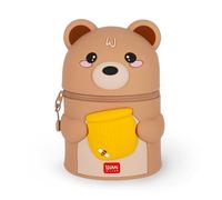 Legami - Trousse Super Kawaii, 13x19x13 cm - Teddy Bear | Double usage, étui et porte-stylo en silicone souple, capacité jusqu’à 100 stylos, L 13 x H 19 x P 13 cm