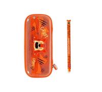 Legami - Trousse Wonderwow avec 2 compartiments et porte-stylo à l'intérieur, compartiment intérieur en maille, fermeture éclair, 23 x 11 x 5 cm, Orange, 23 x 5 x 11 cm, Tigre avec stylo gel