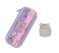 Legami - Trousse Wonderwow avec 2 compartiments et porte-stylo à l'intérieur, compartiment intérieur en maille, fermeture éclair, 23 x 11 x 5 cm, multicolore, 23 x 11 x 5 cm, Kitty avec gomme
