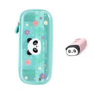 Legami - Wonderwow Trousse à crayons 2 compartiments et porte-stylo intérieur, compartiment intérieur en maille, fermeture éclair, 23 x 11 x 5 cm, Turquoise., Höhe 5 cm, Breite 1,5 cm, Panda avec