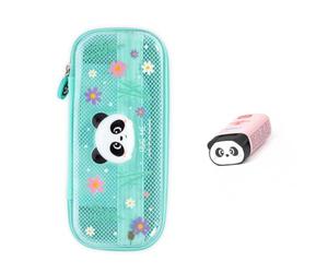 Legami - Wonderwow Trousse à crayons 2 compartiments et porte-stylo intérieur, compartiment intérieur en maille, fermeture éclair, 23 x 11 x 5 cm, Turquoise., Höhe 5 cm, Breite 1,5 cm, Panda avec