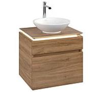 Legato Villeroy und Boch vasque B568L0RH 60x55x50cm, meuble sous-vasque central, avec éclairage LED, chêne Kansas