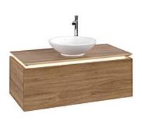 Legato Villeroy und Boch vasque B571L0RH 100x38x50cm, meuble sous-vasque central, avec éclairage LED, chêne Kansas