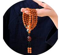 LeGDOr Bracelet de Perles de prière Mala, Bracelet Extensible, Racine de Bodhi Jaune, 108 Perles de prière Mala, Collier tibétain pour Bijoux de Yoga élastiques Unisexes de méditation (Couleur : A)