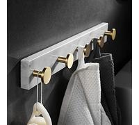 LeGDOr Cintre Mural en Laiton et marbre léger de Luxe, Crochet de rangée de Porte-Manteau, Crochets muraux pour Sacs à Serviettes, entrée, Porte-Manteau de Salle de Bain (Couleur : marbre Blanc)