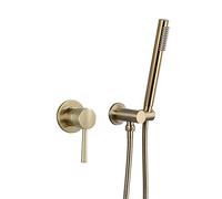 LeGDOr Ensemble de Douche de Salle de Bain en Laiton doré brossé, Robinet mitigeur d'eau Froide et Chaude Mural avec Pomme de Douche à Main, Ensemble de Robinet de Douche, doré