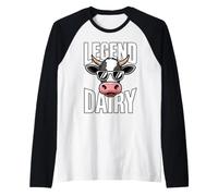 Legend Dairy Jeu de Mots Amusant en Forme de Vache Manche Raglan