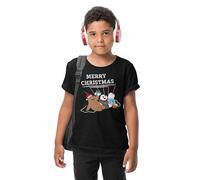 LEGEND ICON Kids Christmas T-Shirt - Cotton Round Neck Short Sleeve Tee - Regular Fit Xmas Shirt,Merry Christmas Cute Bear Trio Holiday Cheer_Black,12 Years