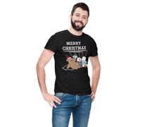LEGEND ICON Men's Christmas T-Shirt - Cotton Round Neck Short Sleeve Tee - Regular Fit Xmas Shirt,Merry Christmas Cute Bear Trio Holiday Cheer_Black,X-Large