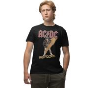 Legend Icon Officiel AC/DC imprimé T-Shirt pour Homme Col Ras du Cou Manches Courtes Coton Coupe régulière,High Voltage_N,Taille XL