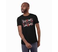 Legend Icon Officiel AC/DC imprimé T-Shirt pour Homme Col Ras du Cou Manches Courtes Coton Coupe régulière,Britisg ACDC_Noir,Taille XXL