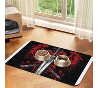 Legend of The Giant Blade Tapis d'alimentation pour animaux de compagnie imperméable et antidérapant Tapis de nourriture pour chien et chat, sans taches, séchage rapide