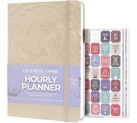 Legend Planner Agenda horaire - Organiseur hebdomadaire et quotidien avec créneaux horaires. Carnet de rendez-vous pour le travail, non daté, A5 (coquillage)