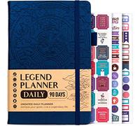 Legend Planner Agenda journalier pour 3 mois - Agenda mensuel hebdomadaire et quotidien non daté pour atteindre des objectifs. Journal de productivité, A5 (bleu mystique)