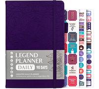 Legend Planner Agenda journalier pour 3 mois - Agenda mensuel hebdomadaire et quotidien non daté pour atteindre les objectifs. Journal de productivité, format A5 (violet foncé)