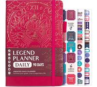 Legend Planner Agenda journalier pour 3 mois - Agenda mensuel hebdomadaire et quotidien non daté pour atteindre des objectifs. Journal de productivité, A5 (rose vif)