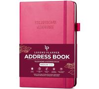 Legend Planner Carnet d'adresses avec onglets alphabétiques - Carnet de contacts téléphoniques pour numéros de téléphone, adresses, mots de passe, taille M (rose vif)