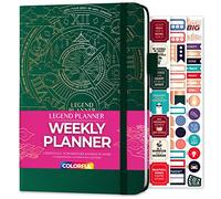 Legend Planner Hebdomadaire non daté (feuille d'or vert foncé, A5 (14 x 21 cm))