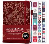 Legend Planner - Meilleur agenda hebdomadaire et calendrier mensuel pour augmenter la productivité, atteindre les objectifs et gérer le temps-maître - A5, non daté - Vin Rouge, Feuille d'or