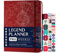 Legend Planner PRO - Planificateur de vie hebdomadaire et mensuel de luxe pour augmenter la productivité et atteindre vos objectifs - Carnet de gestion du temps - Non daté - Couverture rigide 18 x