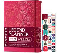 Legend Planner PRO - Planificateur de vie hebdomadaire et mensuel de luxe pour augmenter la productivité et atteindre vos objectifs - Carnet de gestion du temps - Non daté - Couverture rigide 18 x