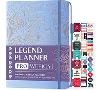 Legend Planner PRO - Planificateur de vie hebdomadaire et mensuel de luxe pour augmenter la productivité et atteindre vos objectifs - Carnet de gestion du temps - Non daté - Couverture rigide 18 x