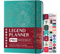 Legend Planner PRO - Planificateur de vie hebdomadaire et mensuel de luxe pour augmenter la productivité et atteindre vos objectifs - Carnet de gestion du temps - Non daté - 18 x 25,5 cm - Couverture