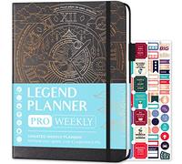 Legend Planner PRO - Planificateur de vie hebdomadaire et mensuel de luxe pour augmenter la productivité et atteindre vos objectifs - Carnet de gestion du temps - Non daté - Couverture rigide 18 x