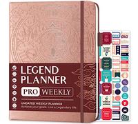 Legend Planner PRO - Planificateur de vie hebdomadaire et mensuel de luxe pour augmenter la productivité et atteindre vos objectifs - Carnet de gestion du temps - Non daté - Couverture rigide 18 x