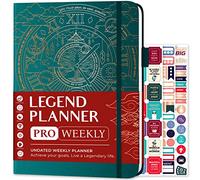 Legend Planner PRO - Planificateur de vie hebdomadaire et mensuel de luxe pour augmenter la productivité et atteindre vos objectifs. Carnet de gestion du temps - Non daté - Couverture rigide de 18 x
