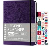 Legend Planner PRO - Planificateur de vie hebdomadaire et mensuel de luxe pour augmenter la productivité et atteindre vos objectifs - Carnet de gestion du temps - Non daté - Couverture rigide 18 x